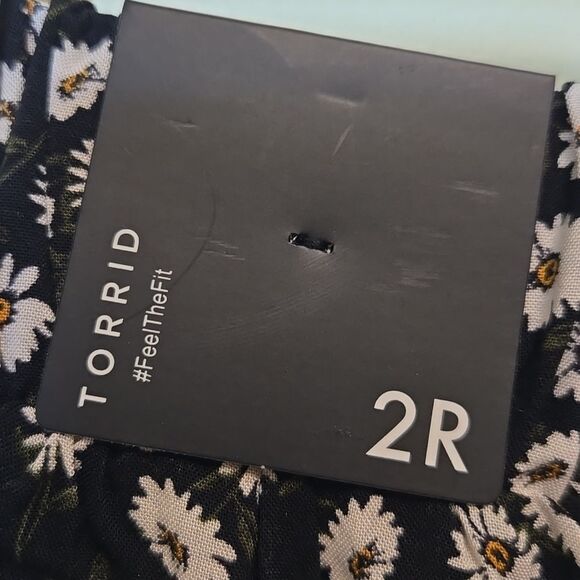 Torrid Pull On Challis Wide Leg High-rise Pant Daisy Ditsy Dark Floral 2X Flowy - Picture 9 of 15